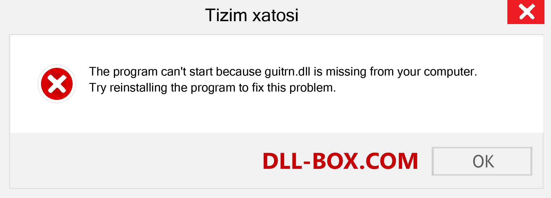 guitrn.dll fayli yo'qolganmi?. Windows 7, 8, 10 uchun yuklab olish - Windowsda guitrn dll etishmayotgan xatoni tuzating, rasmlar, rasmlar